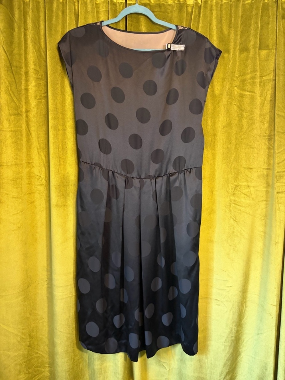 Vintage Frank Masandrea 80s Black Silk & Lace Cocktail dress. Size 10